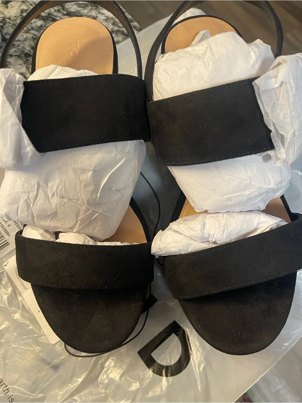 torrid WIDE WIDTH Black Suede Platform Wedge Sandals with Accent Buckles